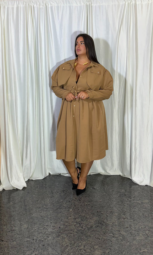 Dress trench camel