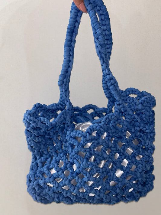 Borsa uncinetto mare blu